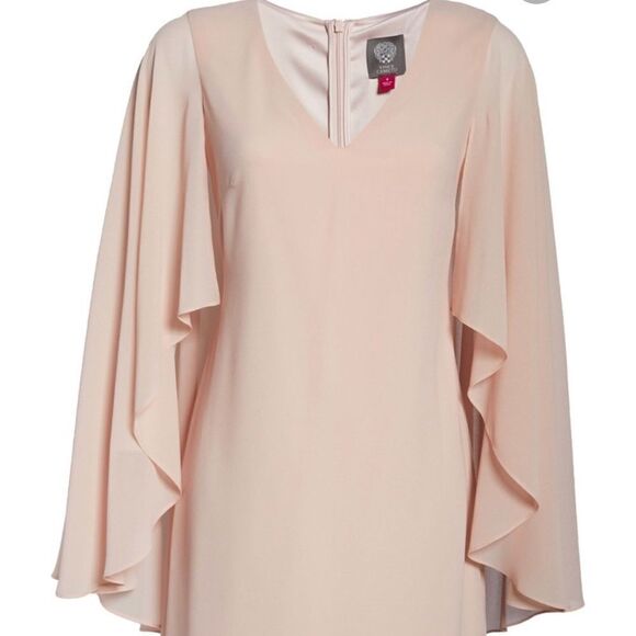 Vince Camuto Dresses & Skirts - Graduation VINCE Chiffon Cape Back Shift Flowy Crepe Dress NWT size 8